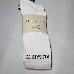NWT Men's All Saints Classic White Crew Socks - 3 Pairs